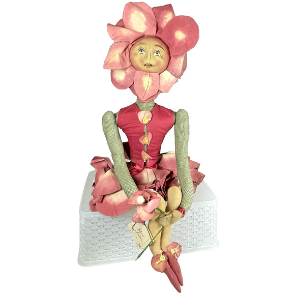 Joe Spencer Gathered Traditions Rosie Doll Rose Flower Anthropomorphic Folk Art - Picture 1 of 11